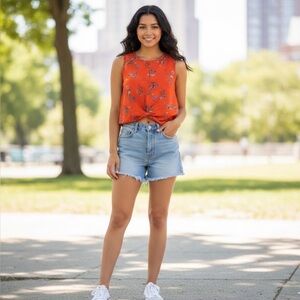 NWT Sienna Sky Women’s Small Floral Tank Top Crop Top Shirt Red S Sleeveless